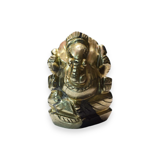 2.4 '' Pyrite Crystal Ganesha Idol Showpieces 240-250 Gm Ganesha Statue Figurine for Home Décoration