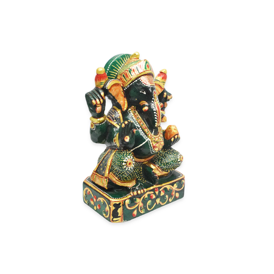 6.5"Green Jade Ganesha Idol Showpieces - 1820 Gm (Approx)