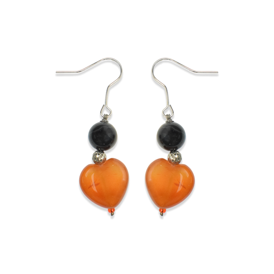 Carnelian & Black Agate Drop Dangle Earrings