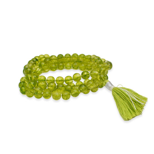 Peridot Mala (Heated treated) 8 mm Round beads, Healing Stone for Japa 108 Beads