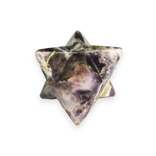 Natural Amethyst Stone Sacred Geomatry Merkaba Star for Meditation (200-210 gm)