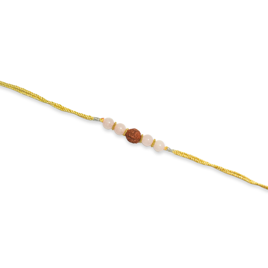 Crystals Rakhi For Good Relationship ( Rudraksha+ Rose Quartz ) D No. R-03