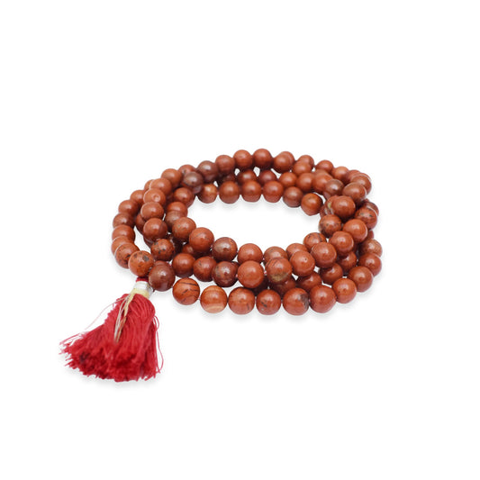 Natural Red Jasper Mala 8 mm Round beads, Natural Healing Stone for Japa 108 Beads