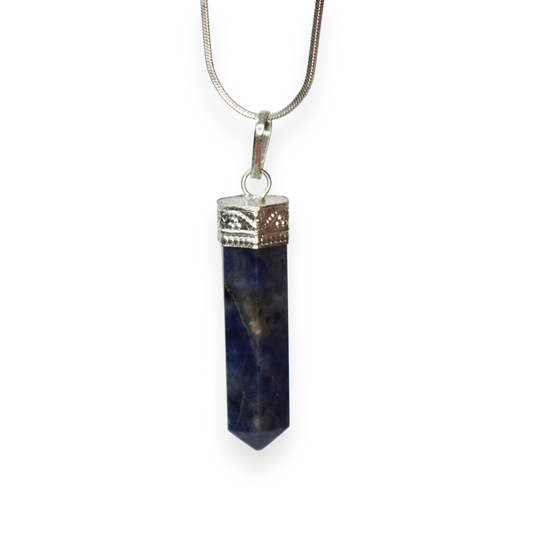 Sodalite Bullet/Pencil Shape Crystal Stone Pendant Locket