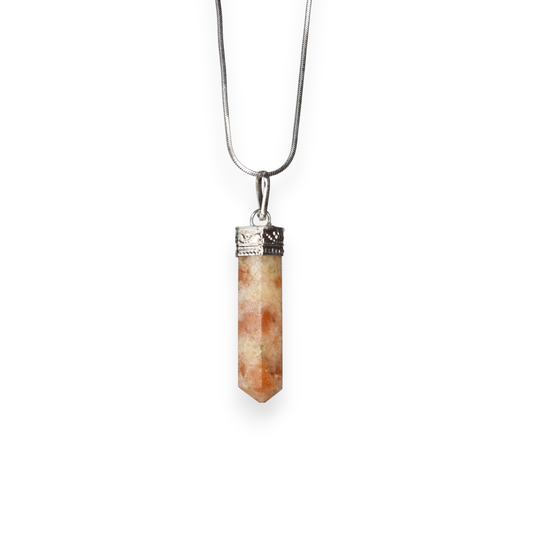 Sunstone Bullet/Pencil Shape Crystal Stone Pendant Locket