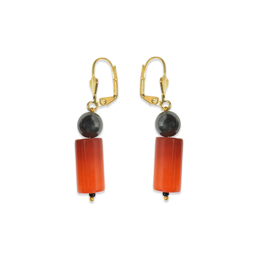 Carnelian & Hematite Drop Dangle Earrings