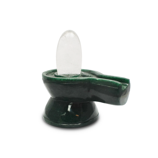 Sphatik Lingam with Green Aventurine Base Crystal Idol Showpieces-826 Gm (Approx.)  Statue Figurine for Home Decoration