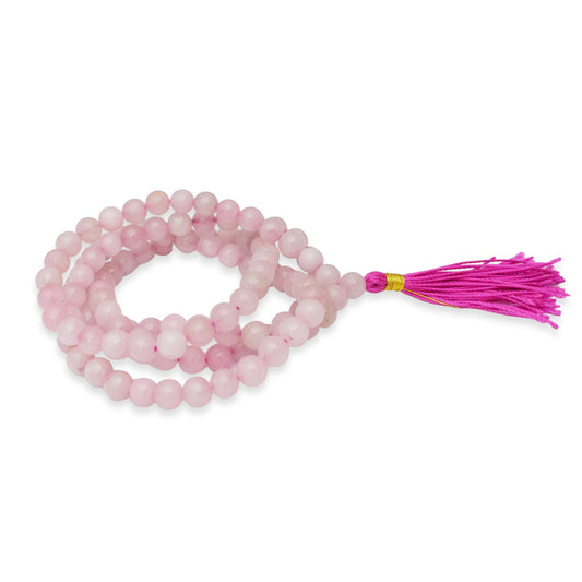 Natural Rose Quartz Mala 8 mm Round beads, Natural Healing Stone for Japa 108 Beads