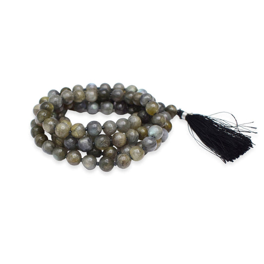 Natural Labradorite Mala 8 mm Round beads, Natural Healing Stone for Japa 108 Beads