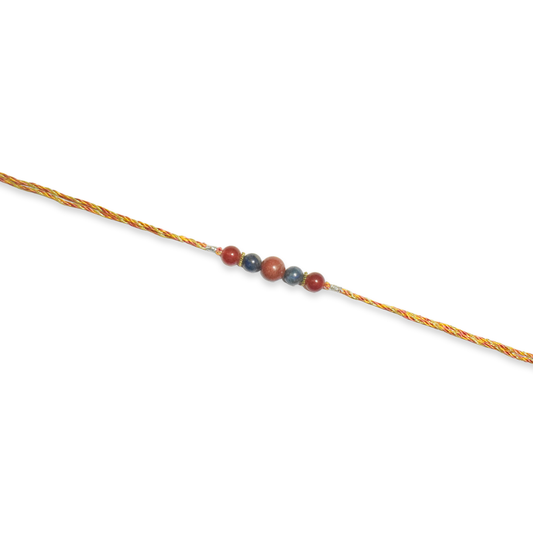 Crystals Rakhi For Health & Good Decision ( Jasper+ Lapis+ Carnelian ) D No. R-14