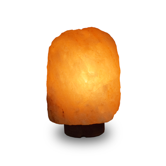 Natural Himalayan Rock Salt Lamp with Wooden Base