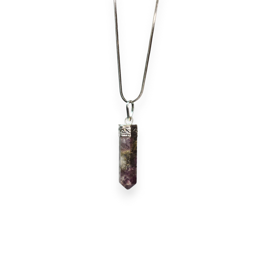 Ruby Zosite Pencil/Bullet Shape Crystal Stone Pendant Locket