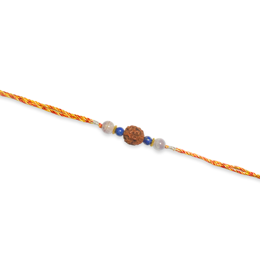 Crystals Rakhi For Education( Rudraksha+ Lapis+ Amethyst ) D No. R-08