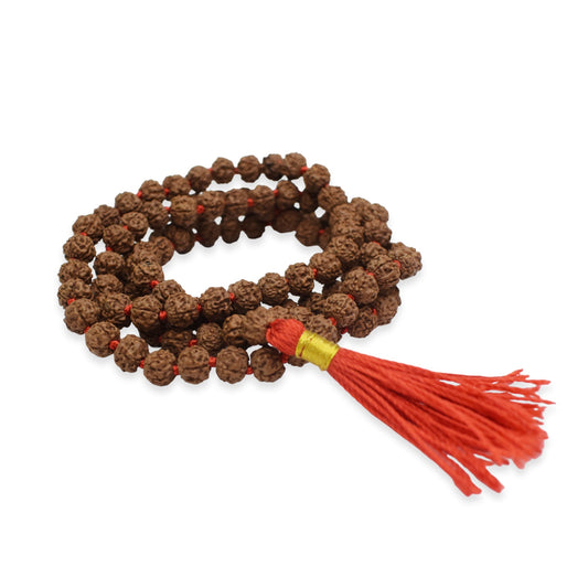 Natural Rudraksha Mala 8 mm Round beads, Natural Healing Stone for Japa 108 Beads