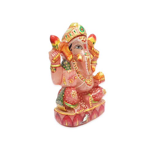 6.5"Rose Quartz Ganesha Idol Showpieces - 1200 Gm (Approx)