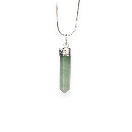 Green Aventurine Pencil/ Bullet Shape Crystal Stone Pendant Locket