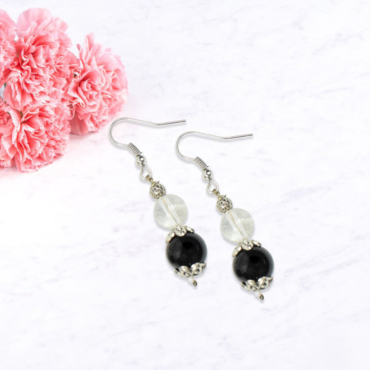 Spartik & Black Obsidian Drop Dangle Earrings