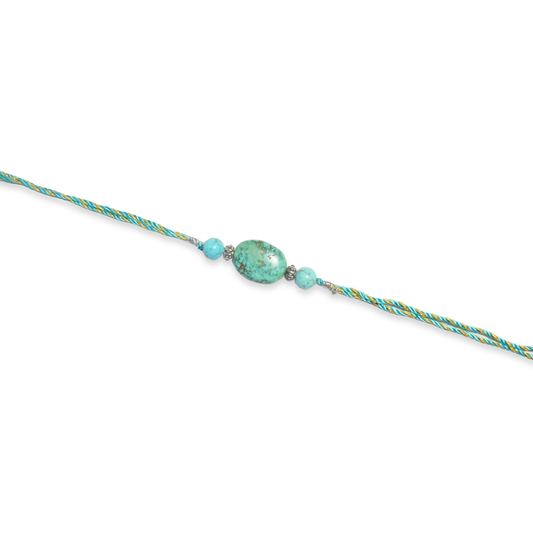 Crystals Rakhi For Prosperity & Wealth ( Turquoise ) D No. R-10