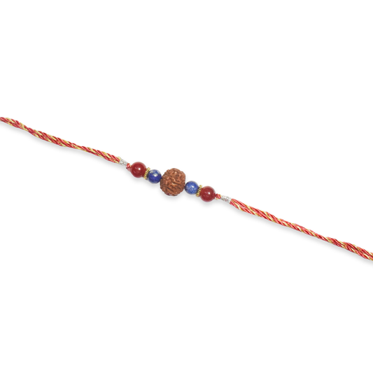 Crystals Rakhi For Creativity ( Rudraksha+ Lapis+ Carnelian ) D No. R-05