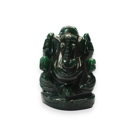 2.6 '' Green Jade  Crystal Ganesha Idol Showpieces 170-180 Gm Ganesha Statue Figurine for Home Décoration