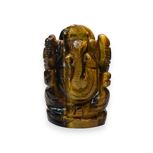 2.5 '' Tiger Eye Crystal Ganesha Idol Showpieces 110-120 Gm Ganesha Statue Figurine for Home Décoration