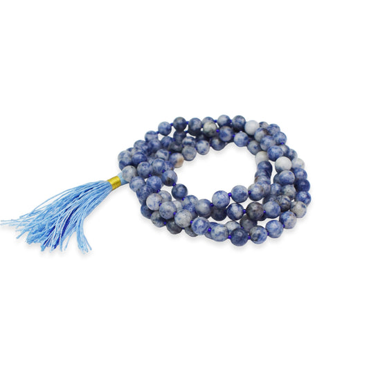 Natural Sodalite Mala 8 mm Round beads, Natural Healing Stone for Japa 108 Beads