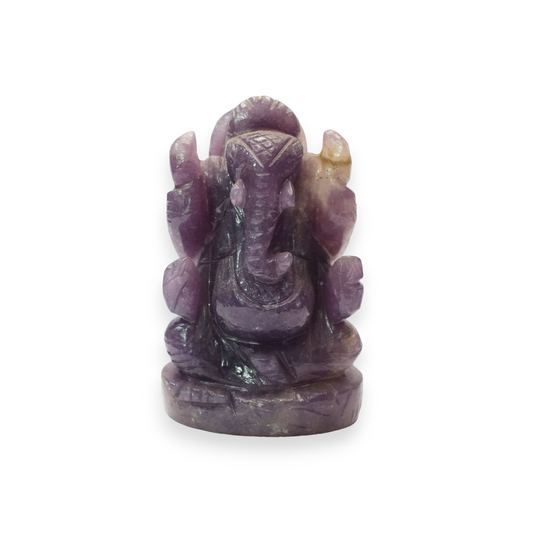 2.5 '' Lepidolite Crystal Ganesha Idol Showpieces 100-110  Gm Ganesha Statue Figurine for Home Décoration