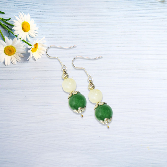 Green Aventurine & Spartik Drop Dangle Earrings