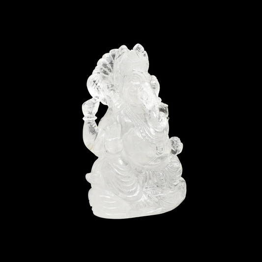 4.5'' White Quartz Ganesha Crystal Idol Showpieces-584 Gm (Approx.) Statue Figurine for Home Decoration