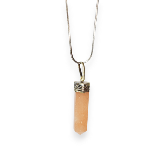 Red Aventurine Bullet/Pencil Shape Crystal Stone Pendant Locket