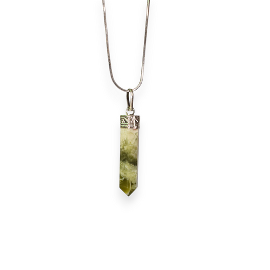 Serpentine Bullet/Pencil Shape Crystal Stone Pendant Locket