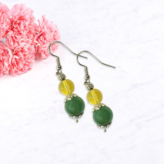 Citrine & Green Aventurine Drop Dangle Earrings