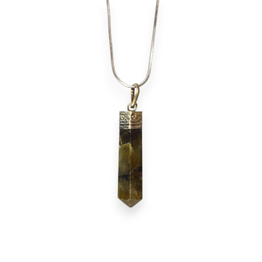 Labradorite Bullet/Pencil Shape Crystal Stone Pendant Locket