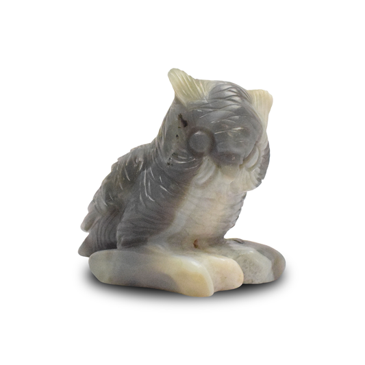 4" Druzy Agate Owl Sculpture Hand Carved-1180gm(Approx)