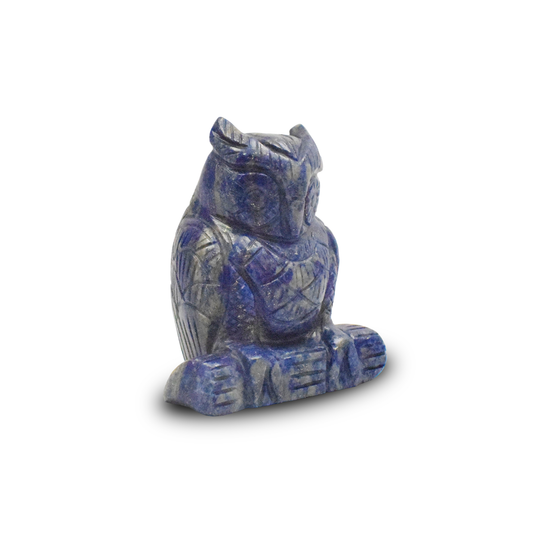 4" Lapis Lazuli Owl Sculpture Hand Carved-615gm(Approx)