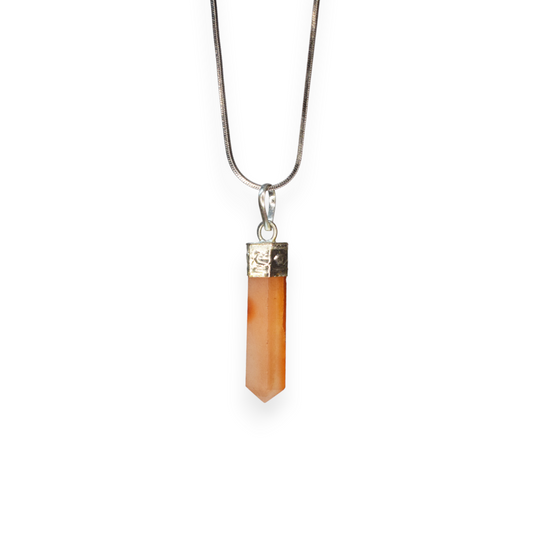 Carnelian Bullet/Pencil Shape Crystal Stone Pendant Locket