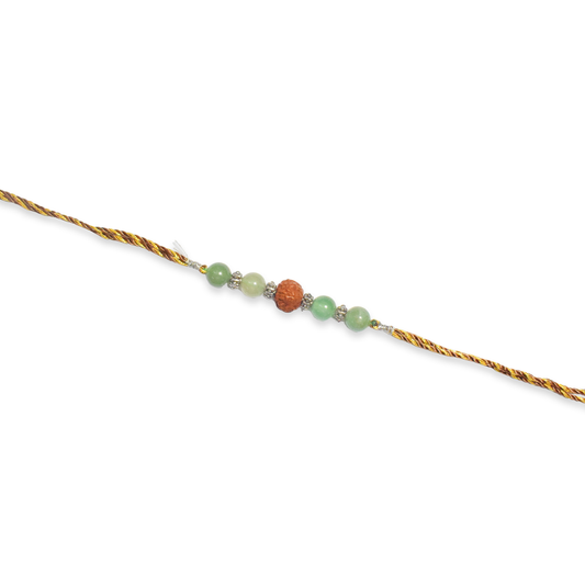 Crystals Rakhi For Good Luck & health ( Rudraksha+ Green Aventurine ) D No. R-02