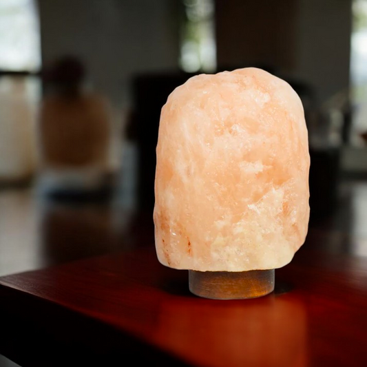 Natural Himalayan Rock Salt Lamp with Wooden Base