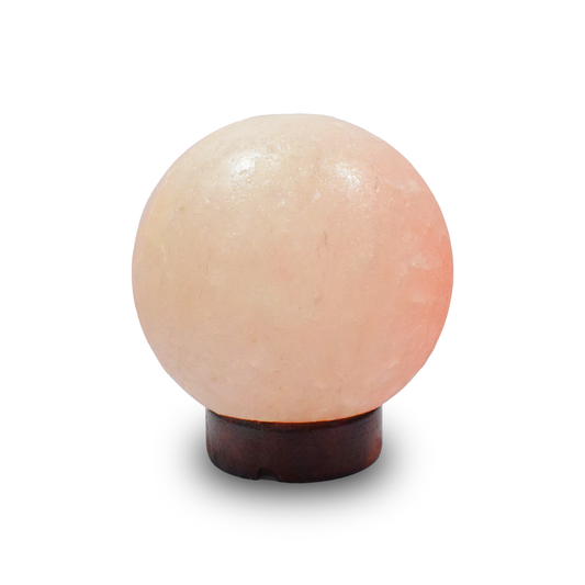 Globe Himalayan Rock Salt Lamp with Wooden Base