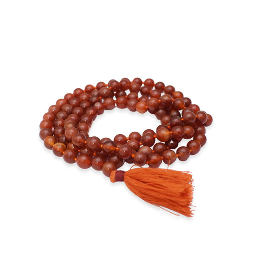 Natural Carnelian Mala 8 mm Round beads, Natural Healing Stone for Japa 108 Beads