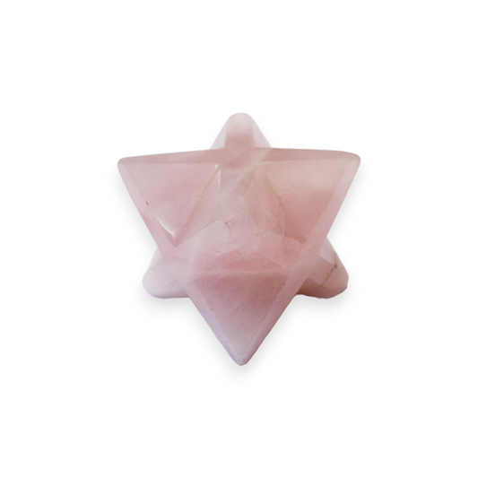 Natural Rose Quartz Stone Sacred Geomatry Merkaba Star for Meditation (140 -150 gm)