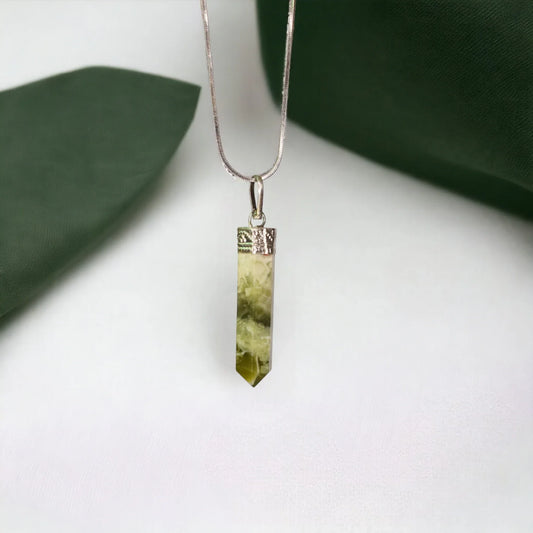 Serpentine Bullet/Pencil Shape Crystal Stone Pendant Locket