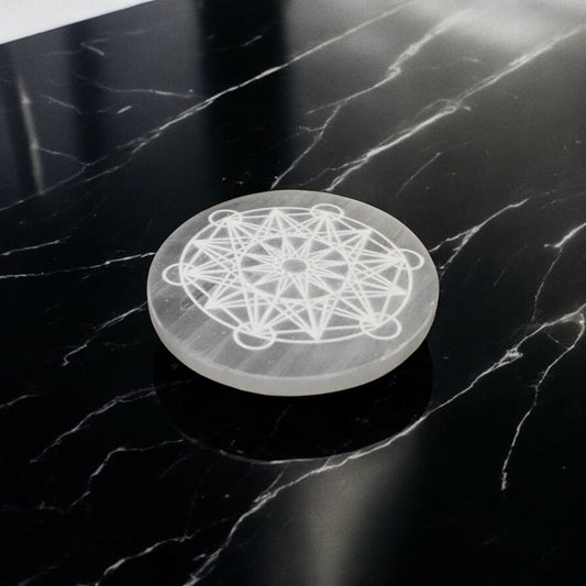 3.25" Selenite Metatrons Cube Charging Plate