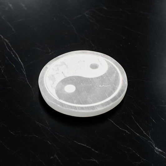 3.25" Selenite Ying Yang Symbol Charging Plate