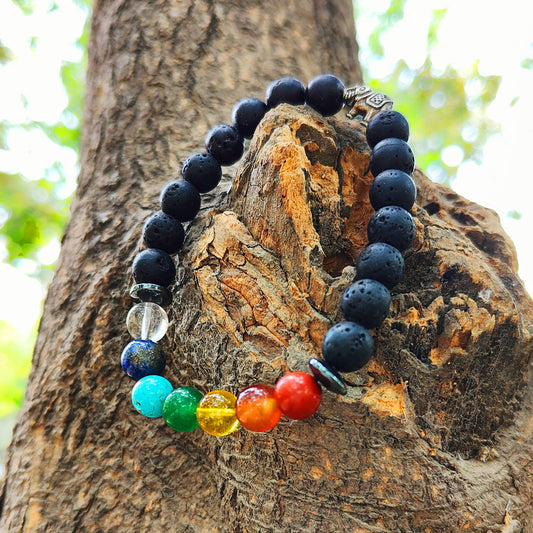 Crystal Bracelet for Balancing Life | Combination Bracelet | Seven Chakra + Lava