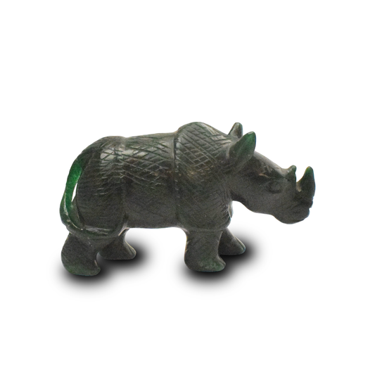 3.5" Green Aventurine Rhinoceros Sculpture Hand Carved-615gm(Approx)