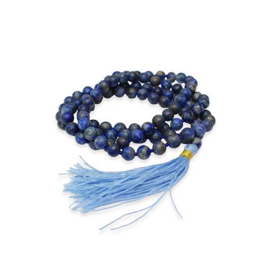 Natural Lapis Lazuli Mala 8 mm Round beads, Natural Healing Stone for Japa 108 Beads