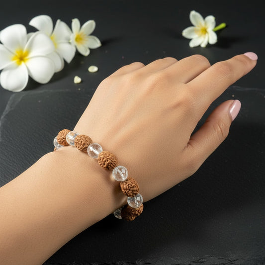 3 Mukhi + Sphatik Rudraksha Bracelet