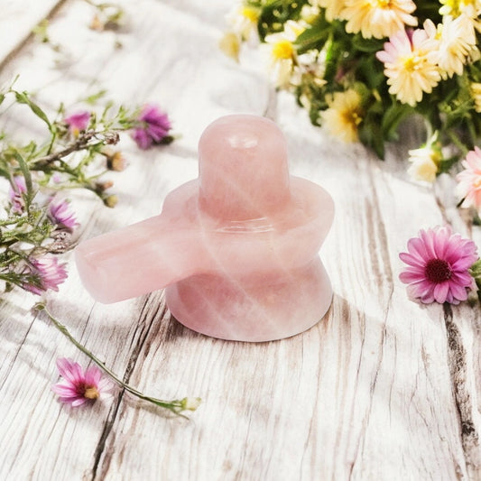 4" Natural Rose Quartz Shivling - 330gm (Approx)