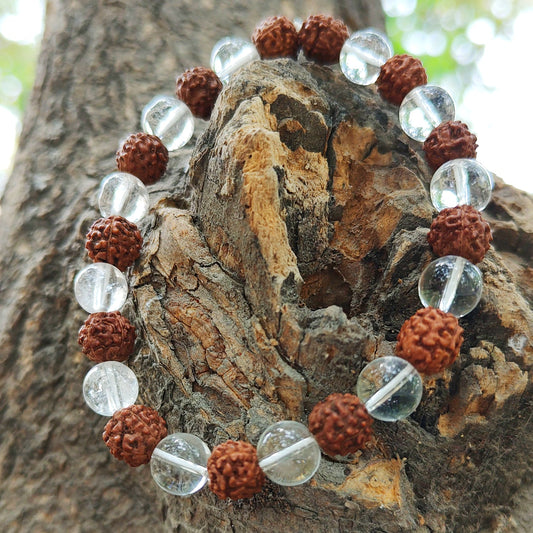 Crystal Bracelet for Protection | Combination Bracelet | Sphatik + Rudraksha